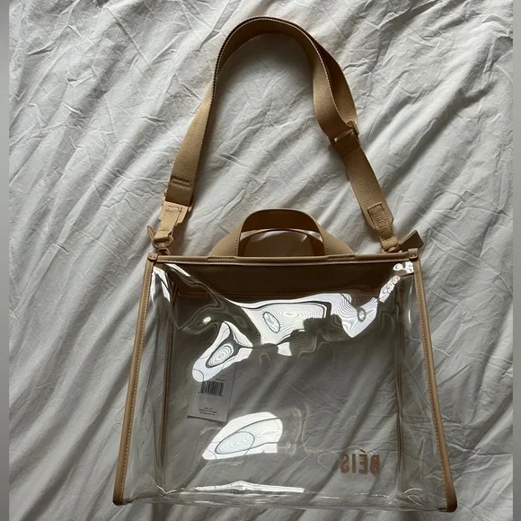 NWT Beis Clear Stadium Tote in Beige - Picture 2 of 8
